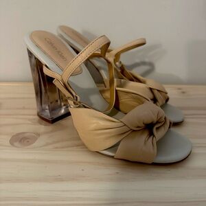 Calvin Klein Laureen acrylic / wooden block heel sandals